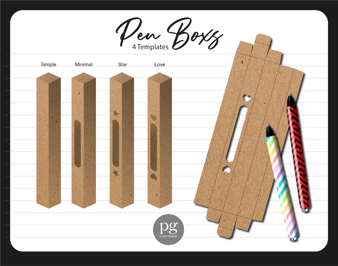 Pen Box Template 4 Bundle Perfect size for Inkjoy Wrap Epoxy Etsy