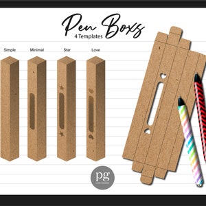 Pen Box Template 4 Bundle, perfekte Größe für Inkjoy Wrap Epoxy Pen und Epoxy Glitter Pen, benutzerdefiniertes Stiftpaket Digitaler Datei-Download PNG und SVG
