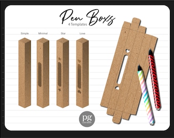 Pen Box sjabloon 4 bundels, perfecte maat voor Inkjoy Wrap epoxy pen en epoxy glitter pen, aangepaste pen pakket digitaal bestand downloaden, png en SVG