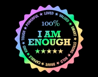 100% Soy lo suficientemente amable, duro, poderoso, amado, valorado, inteligente, fuerte, audaz, valiente, capaz, SVG, descarga digital, sublimación DTG, archivo Cricut SVG & PNG