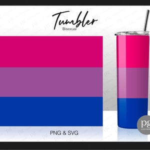 Bisexual Lgbtq Pride Skinny Straight | Tapered Tumbler PNG, Bisexual Colour Gift Full Wrap Skinny Tumblers 20 oz Sublimation File PNG