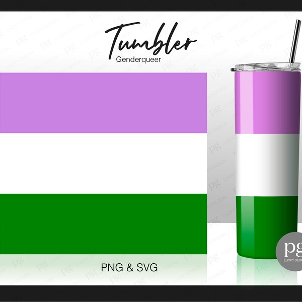 Genderqueer Lgbtq Pride Skinny Straight | Tapered Tumbler PNG, Genderqueer Gift Full Wrap Skinny Tumblers 20 oz Sublimation File PNG & SVG
