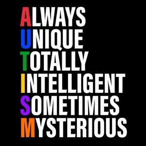 Altijd uniek, totaal intelligent, soms mysterieus Svg Png, Autisme Svg, Autisme Acceptatie Digitale Download Sublimatie PNG & SVG Cricut