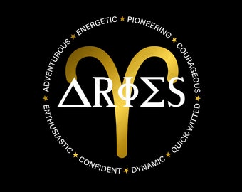 Aries Zodiac Birthday Svg, Astrology Zodiac Sign | Positive Characteristic Gift Idea Digital Download DTG Sublimation Cricut File SVG & PNG