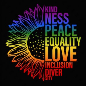 Gentillesse paix égalité demi tournesol arc-en-ciel fierté Svg Png, Lgbtq Svg, Lgbt Svg, fierté mois téléchargement numérique Sublimation PNG & SVG Cricut