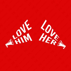 2 Design Bundle Liebe Ihn SVG Png, Liebe ihr SVG Png, Paar passende SVG, seine ihr Liebhaber Geschenke digitaler Download Sublimation PNG & SVG Cricut