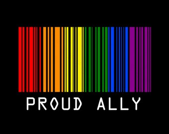Proud Ally Lgbtq Barcode Svg, Lgbt Pride Gift, Proud Lgbt Ally Svg, Lgbtq Pride Month Svg, Digital Download DTG Sublimation Cricut SVG & PNG