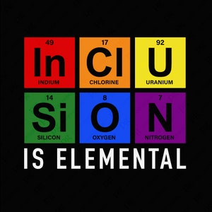 インクルージョンは元素です SVG PNG、LGBTQ SVG、プライドレインボー化学元素 SVG、プライド月間デジタルダウンロード昇華 PNG & SVG Cricut