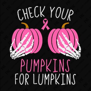 Verifique se há Lumpkins em suas abóboras Svg Png, Conscientização sobre o câncer de mama no Halloween Svg, Download digital de fita rosa Sublimação PNG e SVG Cricut