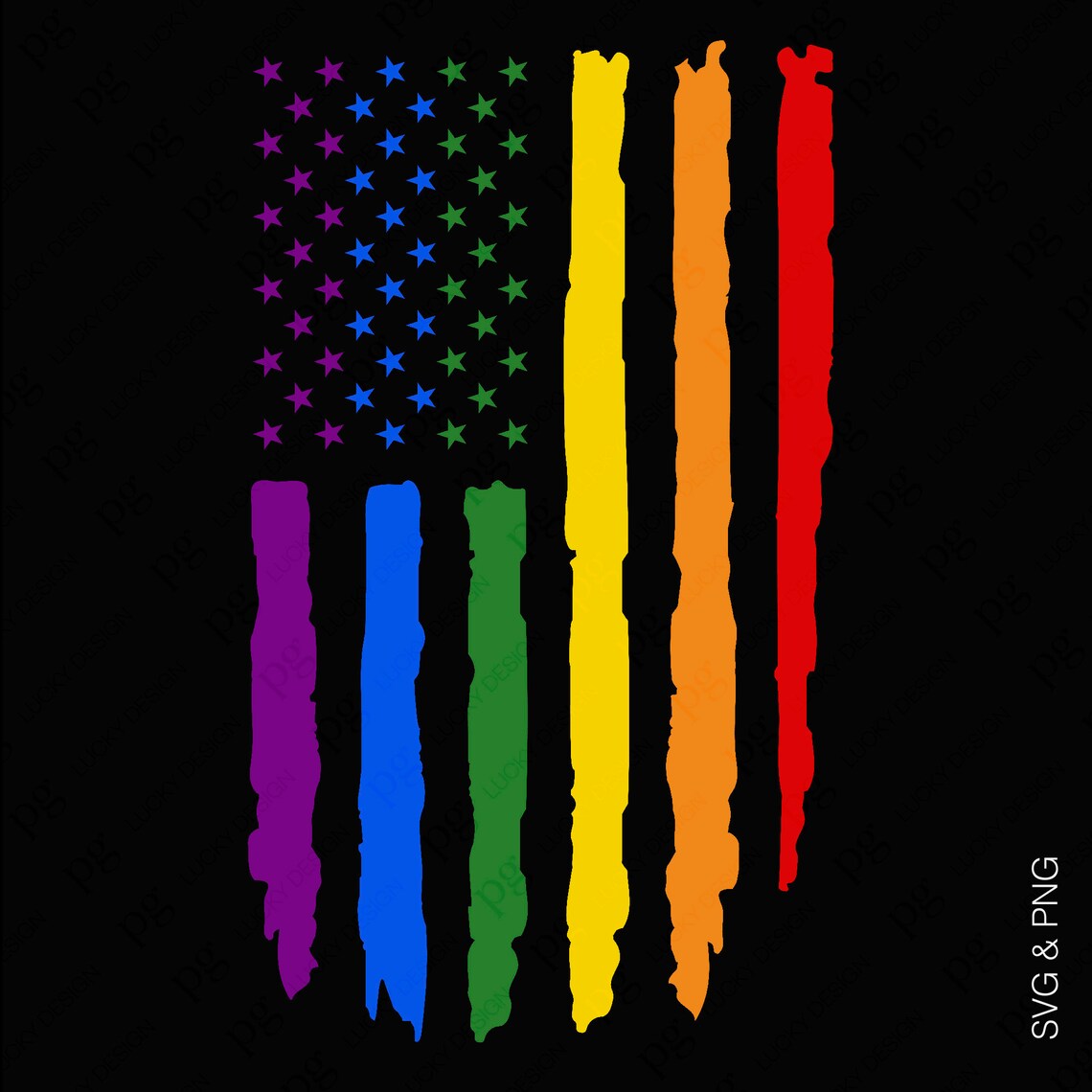 2 Design USA Rainbow Pride Flag Svg Png, Lgbtq Svg, Distressed Pride ...