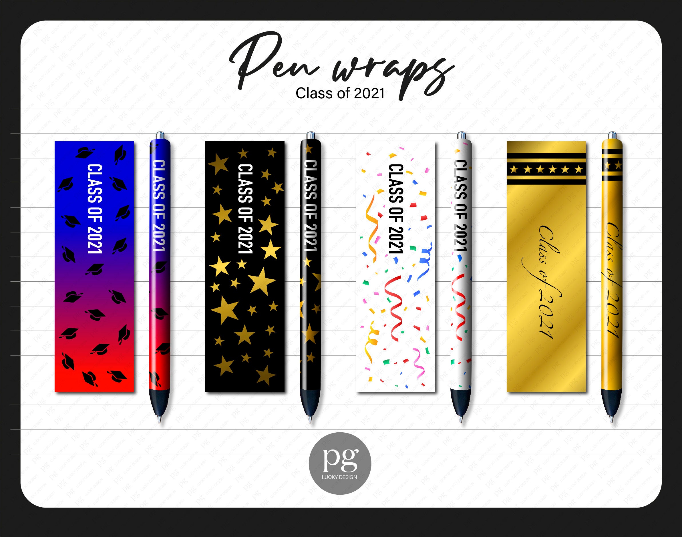 class of 2021 pen wraps congratulations print waterslide etsy