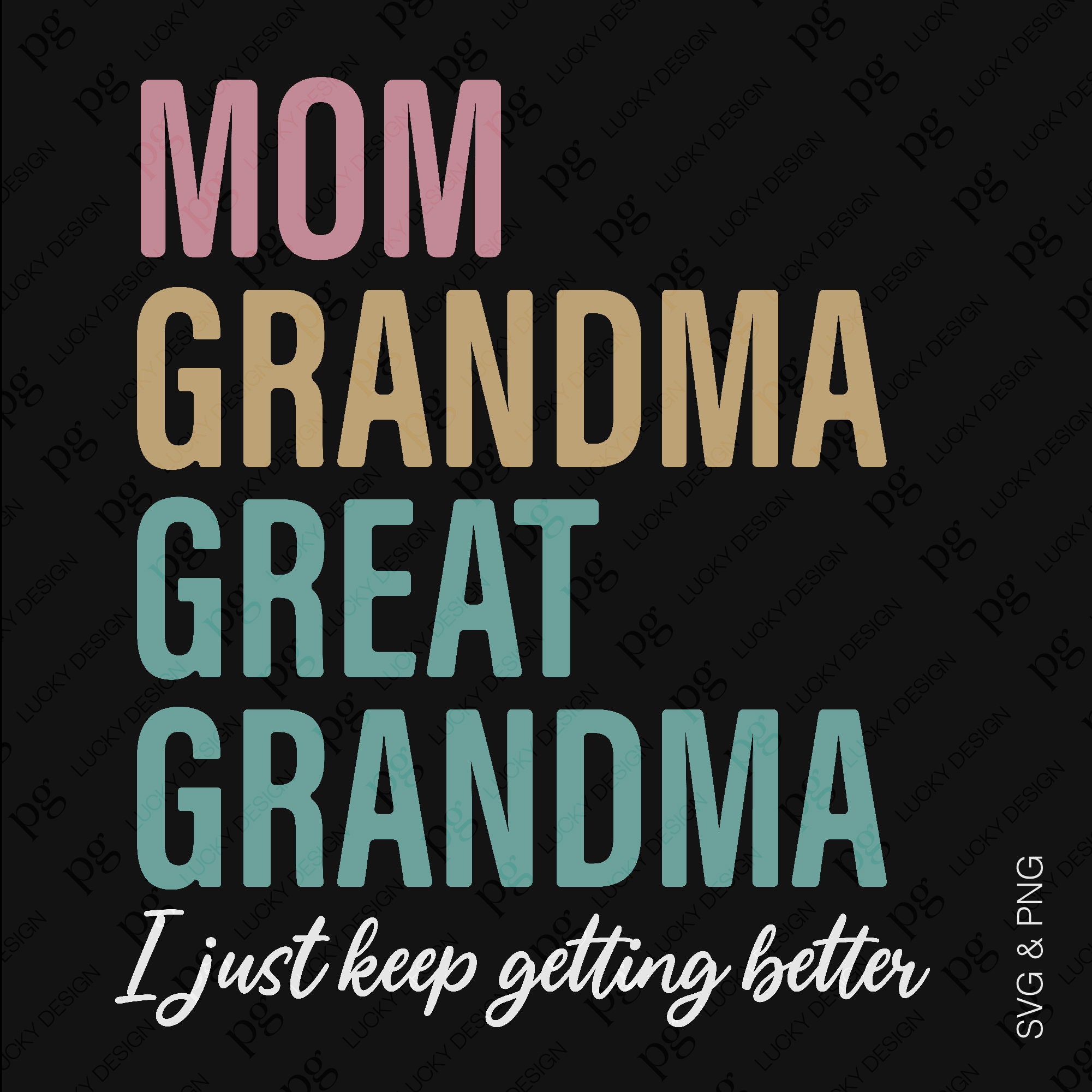 2 Bundle Mom Grandma Great Grandma I Just Keep Getting Better Svg Png ...