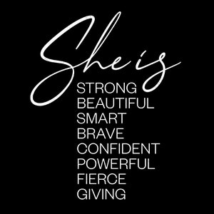 Elle est forte belle intelligente courageuse confiante puissante féroce donnant SVG, femmes fortes SVG téléchargement numérique Sublimation Cricut fichier SVG PNG