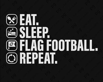 Cita divertida de fútbol bandera SVG PNG: Comer, dormir, repetir (Descarga digital)