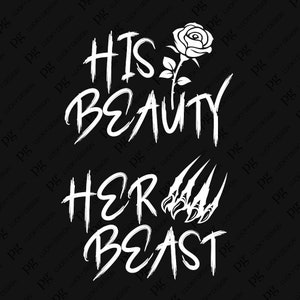 Su belleza svg png, su bestia svg png, parejas que coinciden con halloween svg, descarga digital sublimación PNG & SVG Cricut