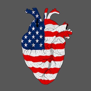 American Flag Heart Png, 4th of July Independence Day USA Flag Heart Png, Patriotic Heart ClipArt, Digital Download DTG Sublimation File PNG