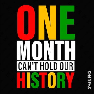 One Month Can&#39;t Hold Our History Svg Png, BLM Svg, African American Svg, Black History Month, Digital Download Sublimation PNG, SVG Cricut