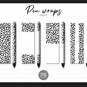 Cheetah Leopard Pen Wraps, Half Leopard with Blank Space for Personalise Waterslide & Printable Glitter Pen Wrap Digital Download PNG