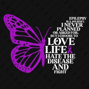 L’épilepsie est un voyage SVG Png, Papillon SVG Épilepsie SVG Sensibilisation à l’épilepsie Inspiration Citation Téléchargement numérique Sublimation PNG &SVG Cricut