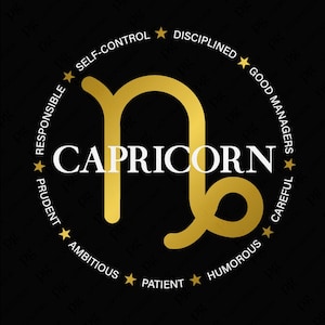 Capricorne zodiaque anniversaire Svg Png, astrologie signe du zodiaque, caractéristique positive cadeau, téléchargement numérique DTF Sublimation PNG & SVG Cricut