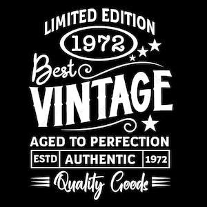 50 jaar oude Vintage 1972 Limited Edition Classic Svg, 50e verjaardag Png, Pensioencadeau Digitale Download DTG Sublimatie Cricut SVG & PNG