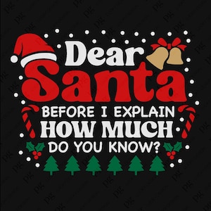 Caro Babbo Natale prima che spieghi quanto ne sai Svg Png, citazione divertente di Natale Svg, regalo di Natale download digitale sublimazione PNG e SVG Cricut