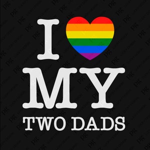 Amo a mis dos papás Svg Png, Rainbow Lgbtq Svg, Lgbt Svg, Gay Pride Svg, Idea de regalo del mes del orgullo Descarga digital Sublimación PNG y SVG Cricut
