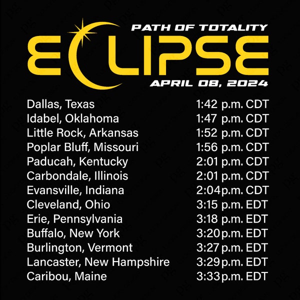 Path Of Totality Eclipse 2024 Svg Png, Countdown Eclipse Svg, April 8 2024 Totality Gift Digital Download DTF Sublimation PNG & SVG Cricut