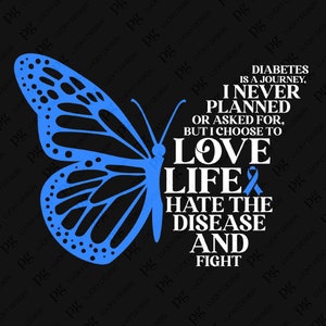 Diabetes is A Journey Svg Png, Diabetes Awareness Svg, Blue Ribbon Awareness, Type 1 Diabetes Svg, Download Sublimation PNG & SVG Cricut