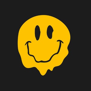 Camisa sonriente derretida svg, emoji amarillo cara sonriente goteo felicidad derretir icono camisa svg, descarga digital DTG sublimación Cricut archivo SVG & PNG