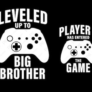 Subido de nivel a Big Brother Svg Png, el jugador 2 ha entrado en el juego Svg, Brothers Matching Gifts Descarga digital Sublimación PNG y SVG Cricut