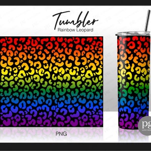 Lgbt Pride Rainbow Leopard Cheetah Skinny Straight | Tapered Tumbler PNG, Animal Print Full Wrap Skinny Tumbler 20 oz Sublimation Cricut PNG