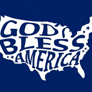 God Bless America Svg, USA Kaart 4 juli Onafhankelijkheidsdag Patriottische Gift Digitale Download DTG Sublimatie Iron On Digital File Svg Png