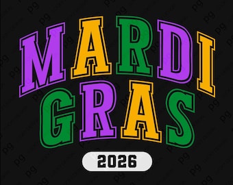 Mardi Gras 2026 Svg Png, Mardi Gras Svg, Festival de Mardi Gras, Carnaval, Desfile, Fiesta, Regalo para Amantes, Descarga Digital Sublimación PNG y SVG Cricut