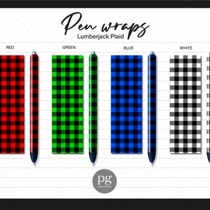 Lumberjack Plaid Pen Wraps, Buffalo Plaid Color Check Pattern Print Waterslide & Printable Vinyl Epoxy Glitter Pen Wrap Digital Download PNG