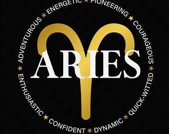 Aries Zodiac Birthday Svg Png, Astrology Zodiac Sign, Positive Characteristic Gift Idea, Digital Download DTF Sublimation PNG & SVG Cricut
