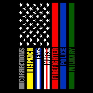 First Responder Svg Png, Corrections Dispatch EMS Nurse Police FireFighter Military Support Digital Download Sublimation PNG & SVG Cricut