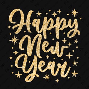 Feliz año nuevo Svg Png, Brillo dorado Png, Brillo rosa Png, Idea de regalo de feliz año nuevo 2025, Descarga digital Sublimación PNG y SVG Cricut