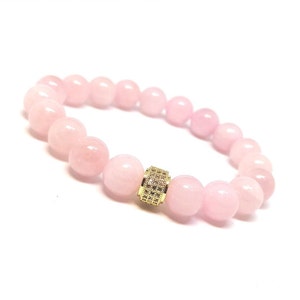 Genuine Madagascar Rose Quartz Crystal Bracelet | 10mm | For Women