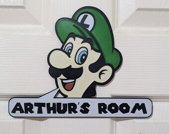 Wooden Super Mario Personalised Name Room Door Plaque / Sign Boys ...
