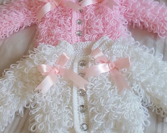 knitted loopy cardigan baby