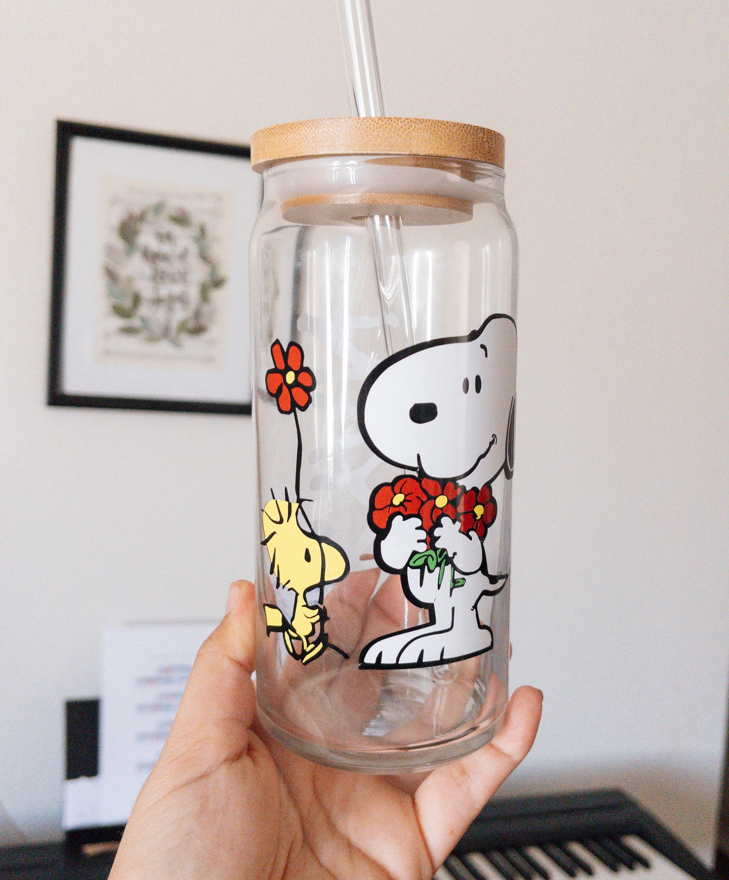 Snoopy Beer Can Glass Peanuts Coffee Cup Personalized Coffee Cup Full Wrap  Heart Coffee Cup Birthday Gift Can Glass 