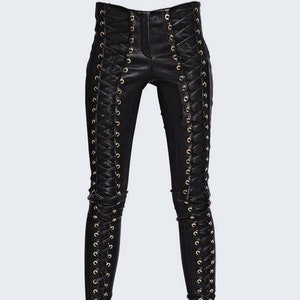 Low Rise Lace up Leather Pants -  Ireland