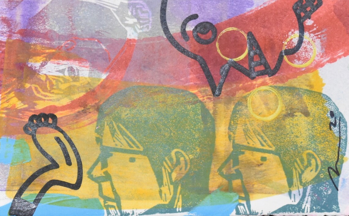 Set of 5 Postcards, Mixed Media, Linocut Etsy Singapore