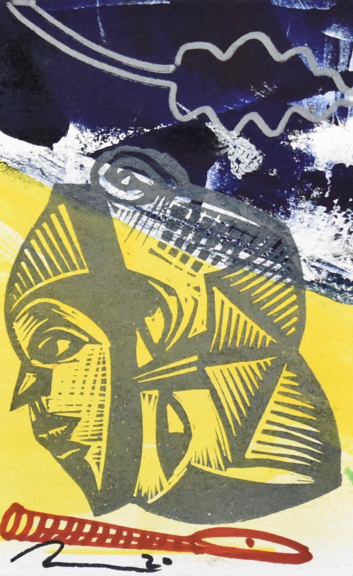 Set of 5 postcards mixed media linocut Etsy