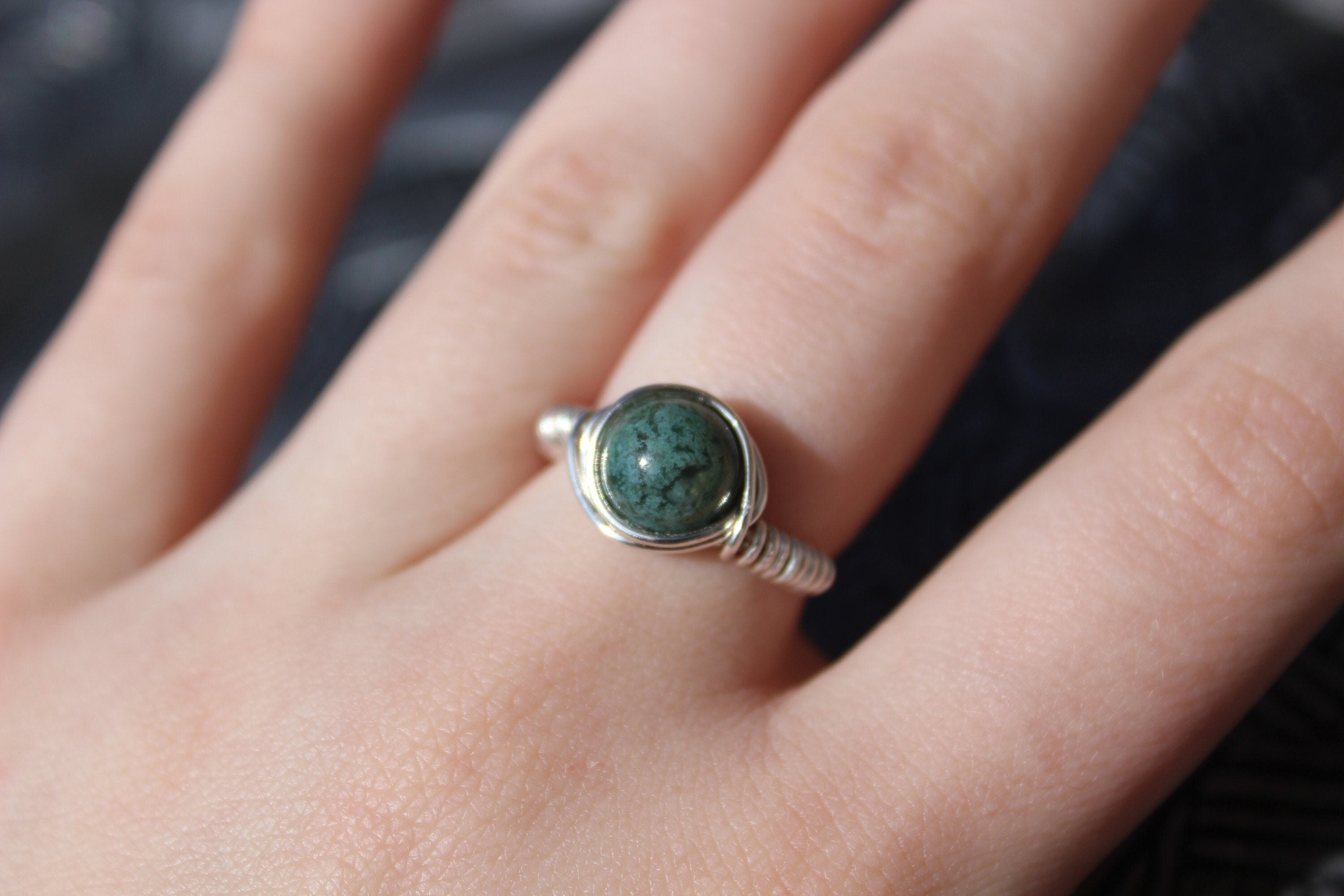 Moss Agate Ring | Etsy