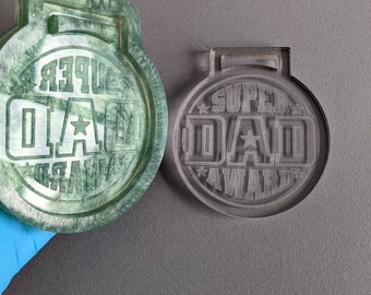 Silicone Mould mold of a father's day dad award medal  ,just add your own pin . 80mm tall and 5mm deep . Dad