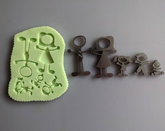 Silicone mold  Mould of a stick family 5mm deep .