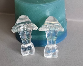 Silicone Mould mold of a Female mushroom goddess torso earrings mould ,stunning .each one is 40mm tall.