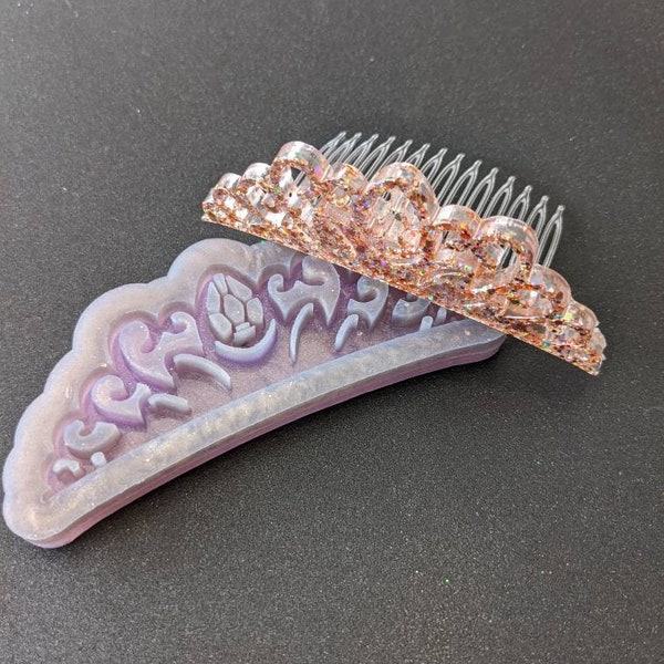 Silicone Mould mold to make a 105mm wide and 5mm deep tiara crown head piece just attached your own comb with glue .so pretty.